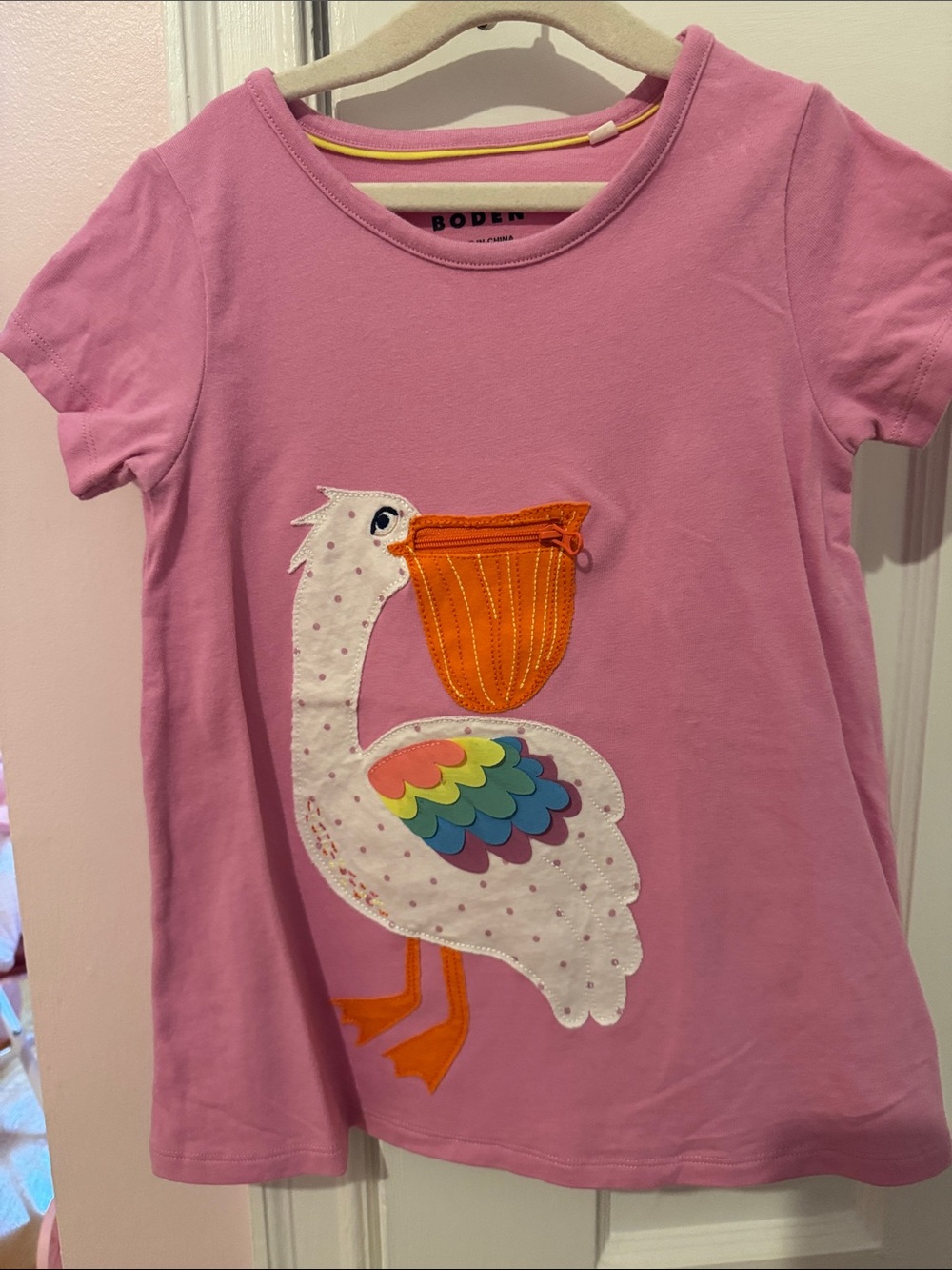Mini Boden pelican appliqué zipper dress 3-4Y